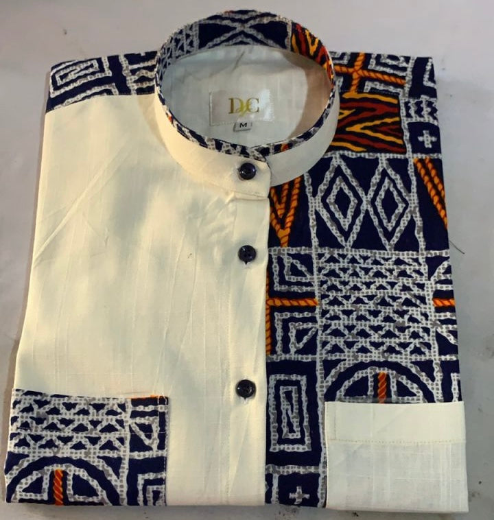 Elegant Afritude Blue and White Shirt