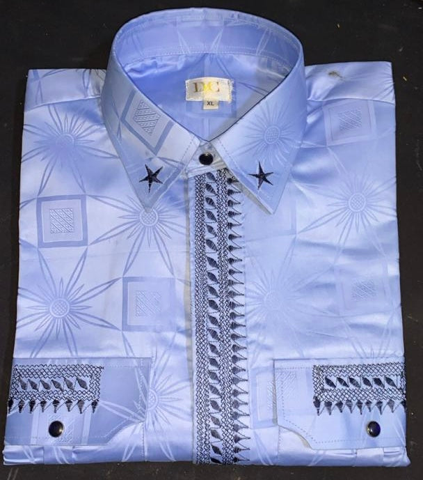 Elegant Men Rich Bazin Shirt with Embroidery