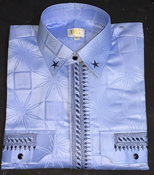 Elegant Men Rich Bazin Shirt with Embroidery