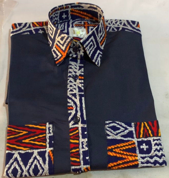 Elegant Afritude Blue and White Shirt
