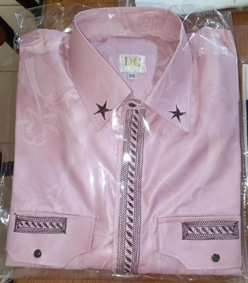 Elegant Men Rich Bazin Shirt with Embroidery