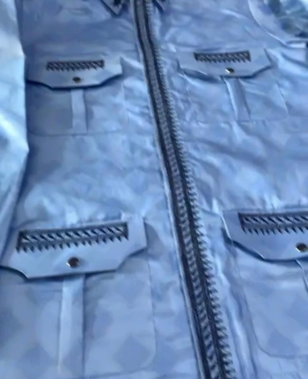 Elegant Men Rich Bazin Shirt with Embroidery