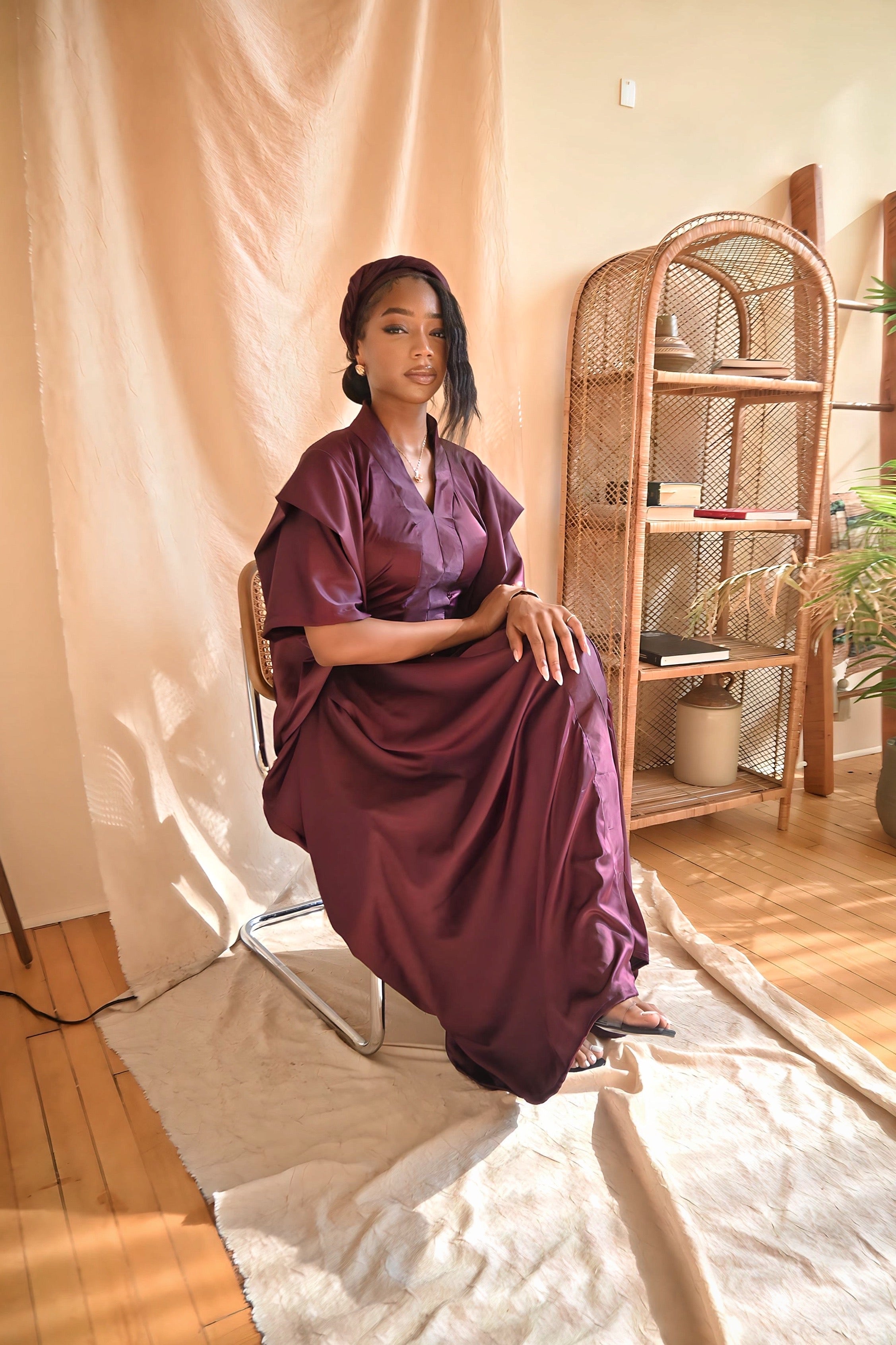 Purple Elegant Dress with Inner belt