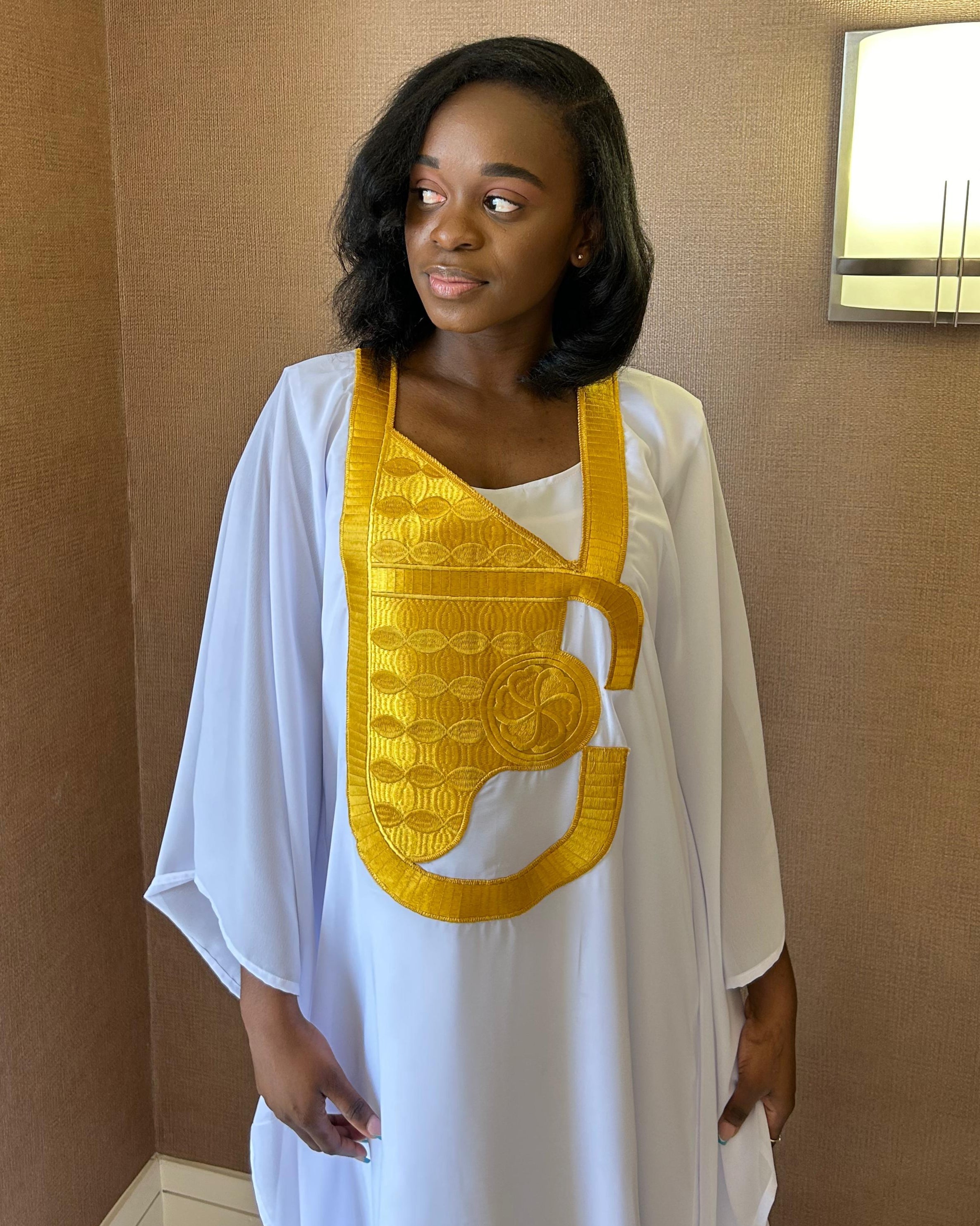 White Embroidered Muslin Boubou Dress