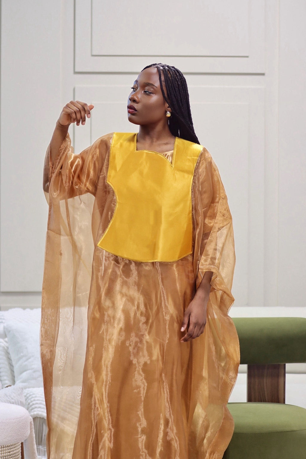 Gold Organza Boubou Dress
