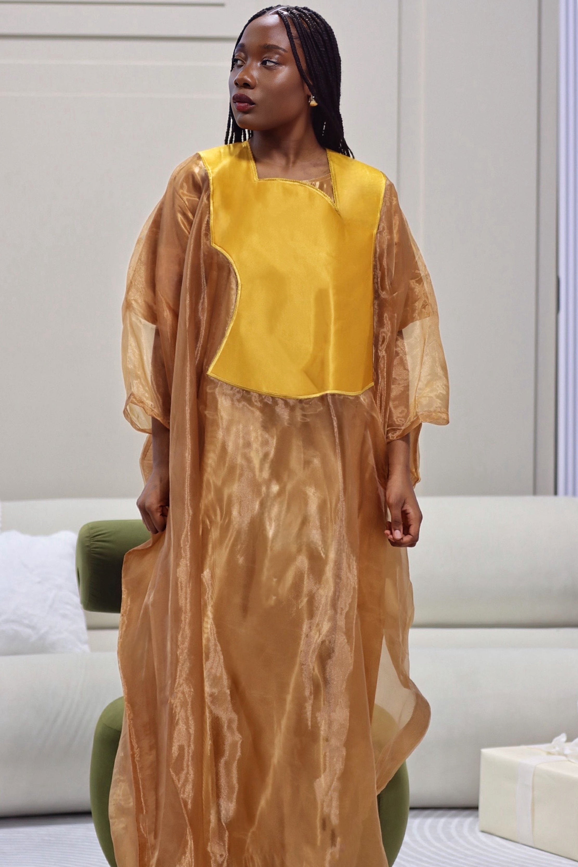Gold Organza Boubou Dress