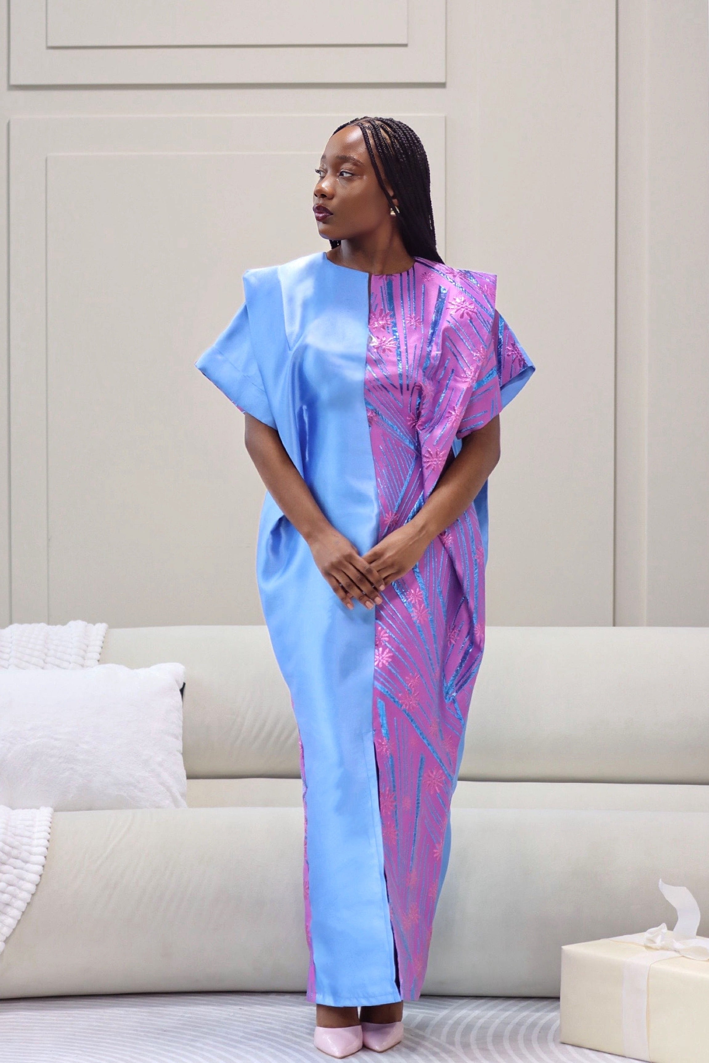 Rich Two Toned Mikado Blue Dress