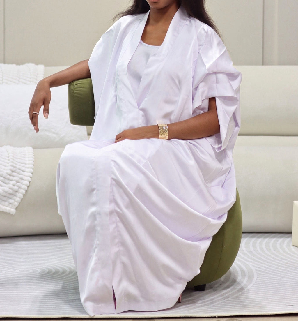 Silk Dress with Inner Belt White