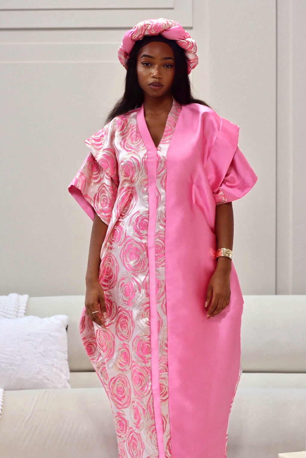 Luxury Mikado Dress  Pink and Salmon