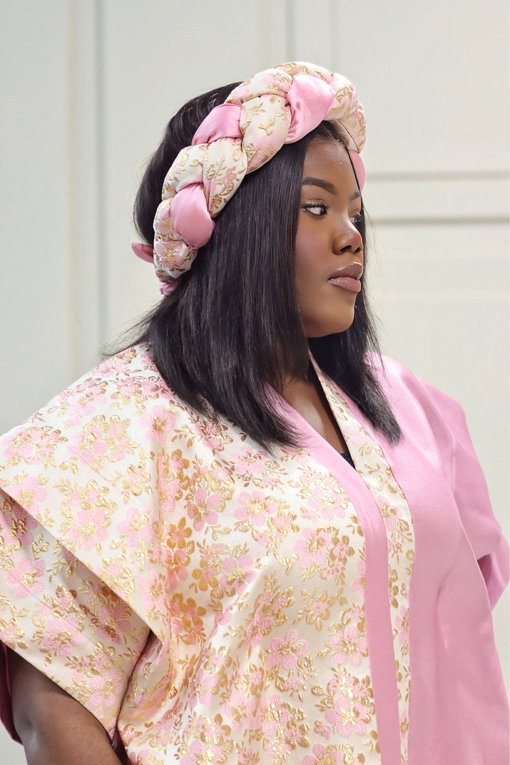 Two Toned Mikado Dresses with Headpieces - Pink and Bright Pink